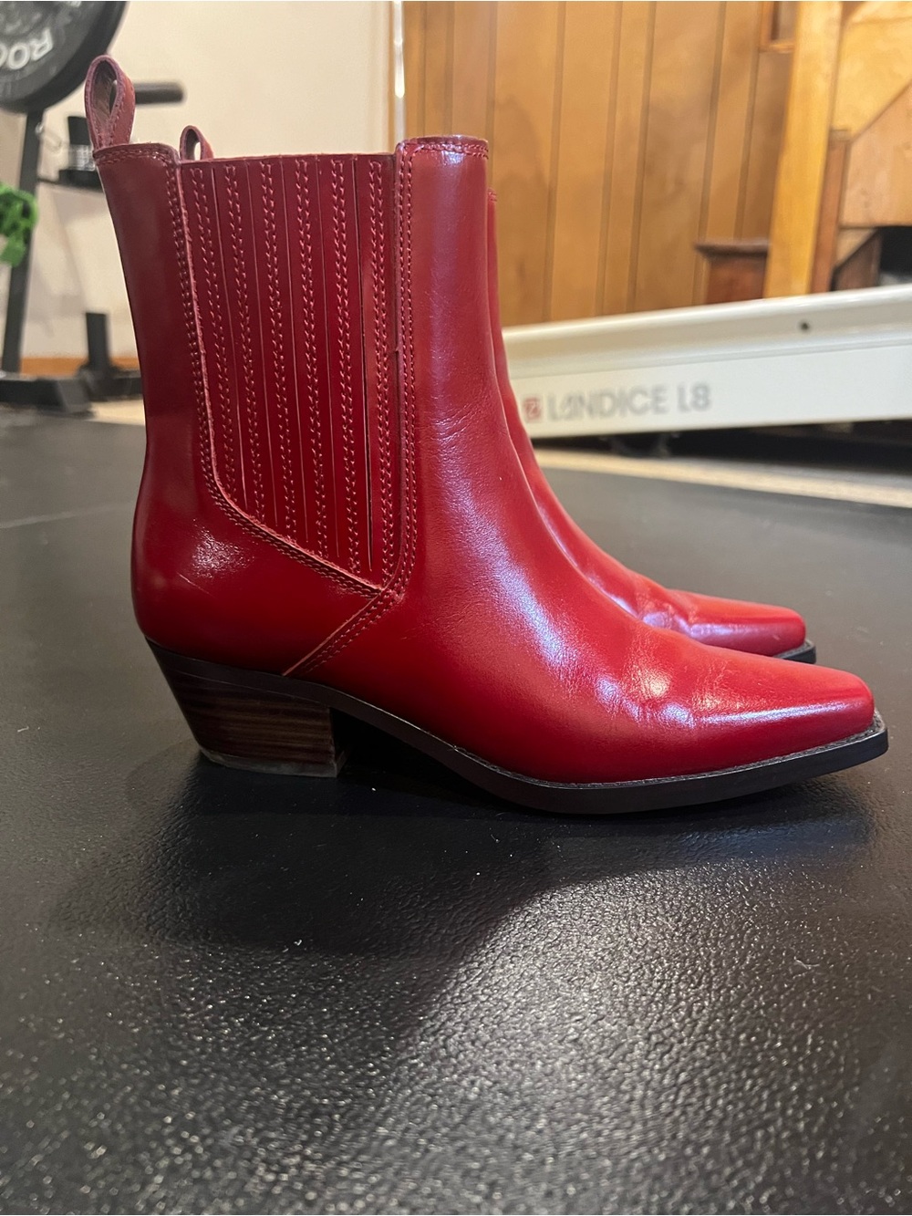 Madewell Red Ingrid Chelsea Booties